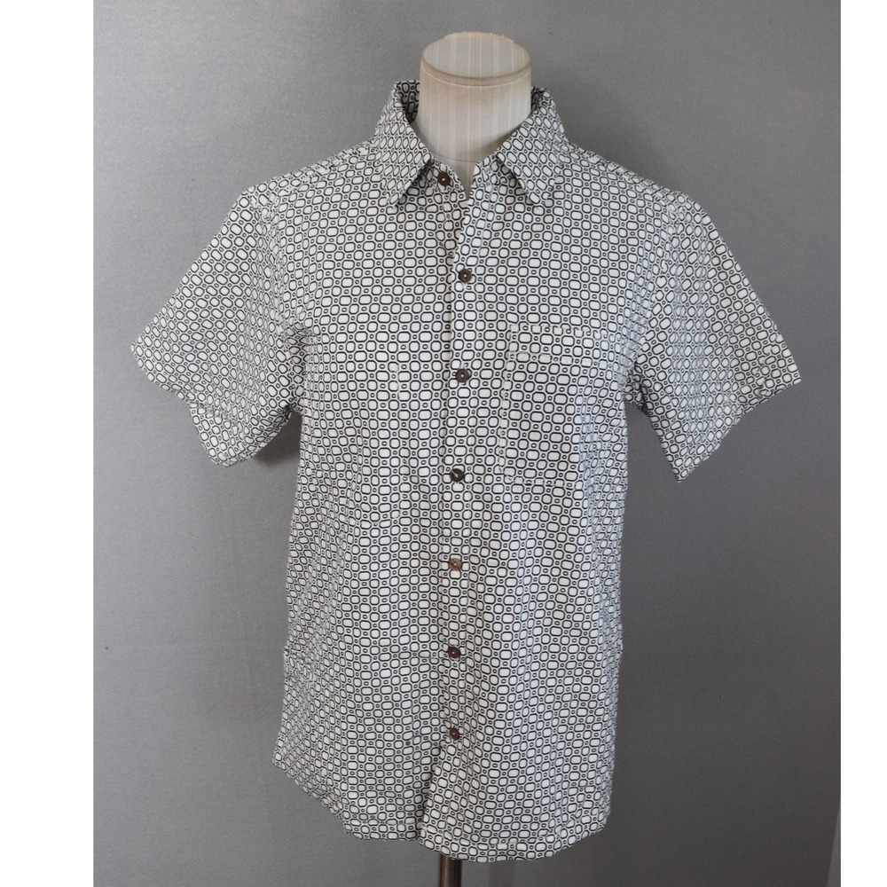 California Cowboy High Water Shirt XS White Black Cozumel Geo Men Short Sleeve